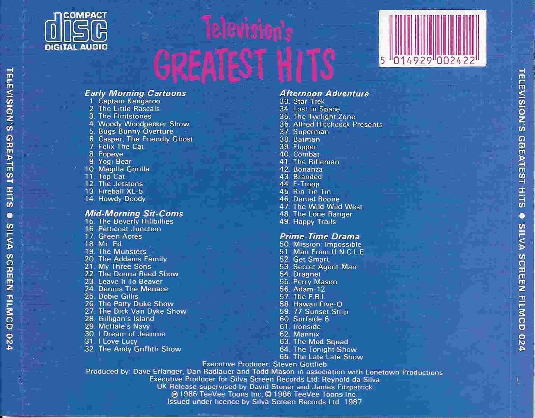 Picture of FILMCD 024 Television's greatest hits - Volume 1 by artist Various from ITV, Channel 4 and Channel 5 library